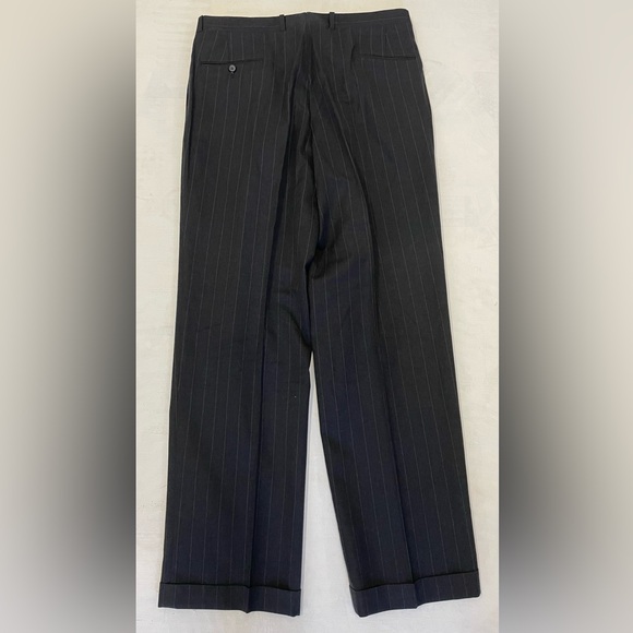 Aquascutum of London Vintage 3 Piece Striped Pleated Wool Suit in Gray Size 44 L - Picture 15 of 15